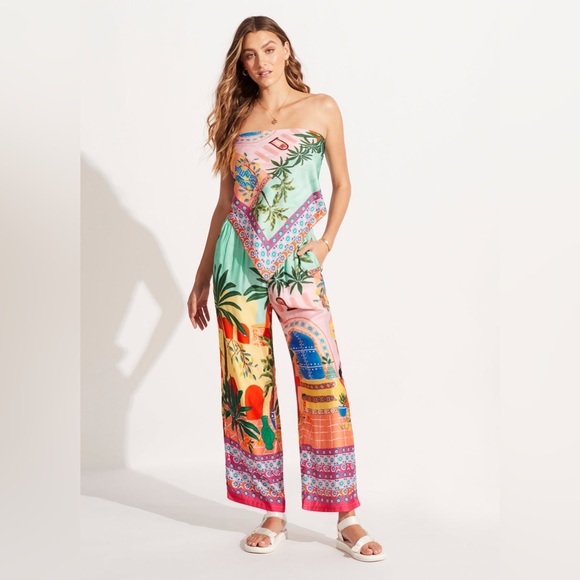 NWOT Seafolly Australia - On Vacation Silk Pant - Azure 🌴 - Picture 2 of 6